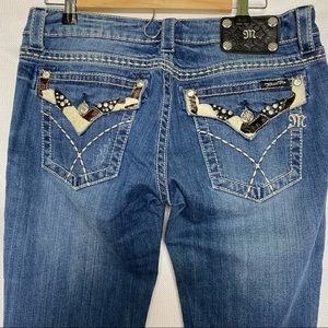 Miss Me Womens Jeans Sz 30 Embellished Cowhide Distressed Boot Denim